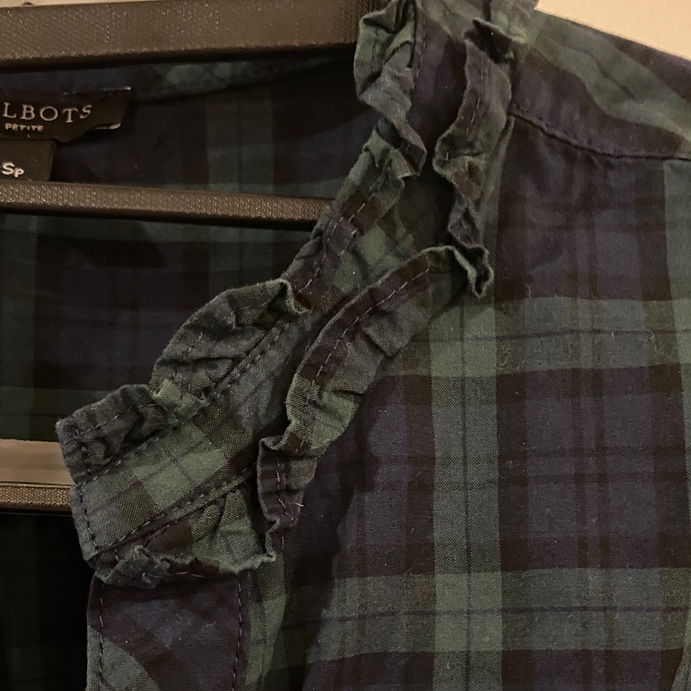 Talbots Plaid Long Sleeve Blouse - Picture 6 of 9